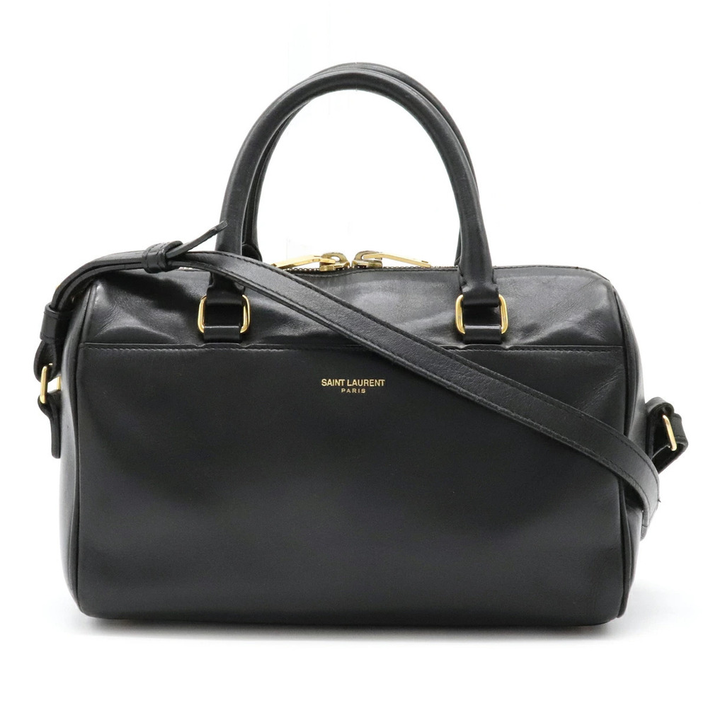 Saint Laurent Yves YSL Baby Duffle 2way Shoulder Bag Leather Black